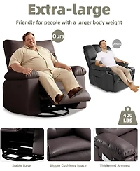 gaomon Oversized Recliner Chair with Massage & Heat, 360degree(s) Swivel Rocking Remote Control