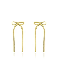 The Lovery Herringbone Bow Earrings 14K Gold-Plated