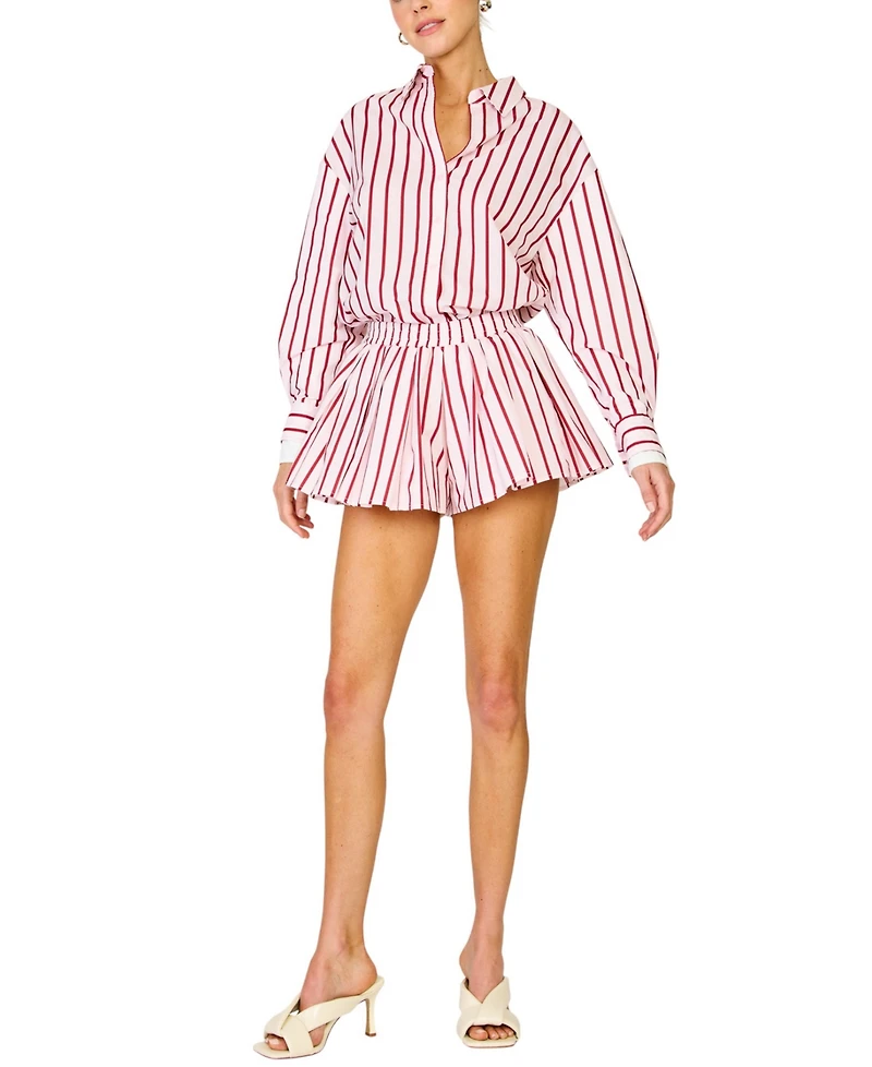 Line & Dot Women's High- Rise Wide-Leg Shorts