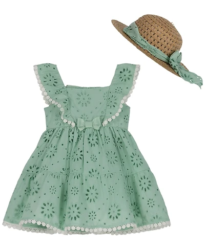 Blueberi Baby Girls' Eyelet Sundress with Hat
