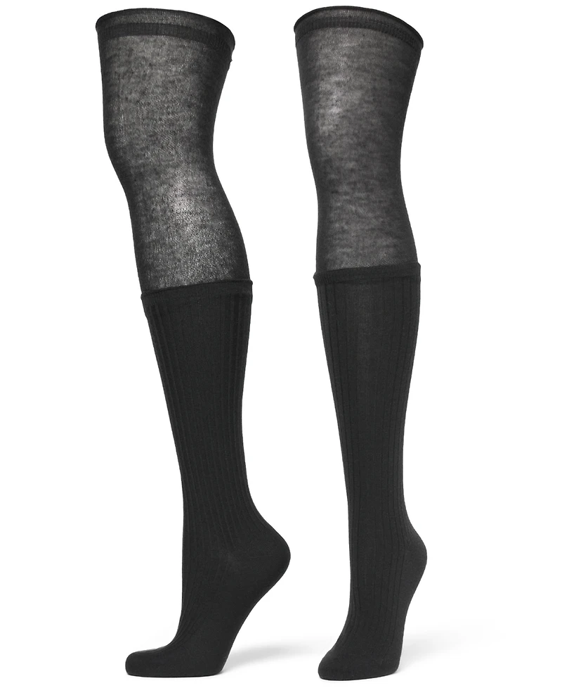 Hue Women's Slouched Ribbed Over The Knee Socks