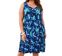 Tribal Plus Printed Sleeveless V-Neck Dress