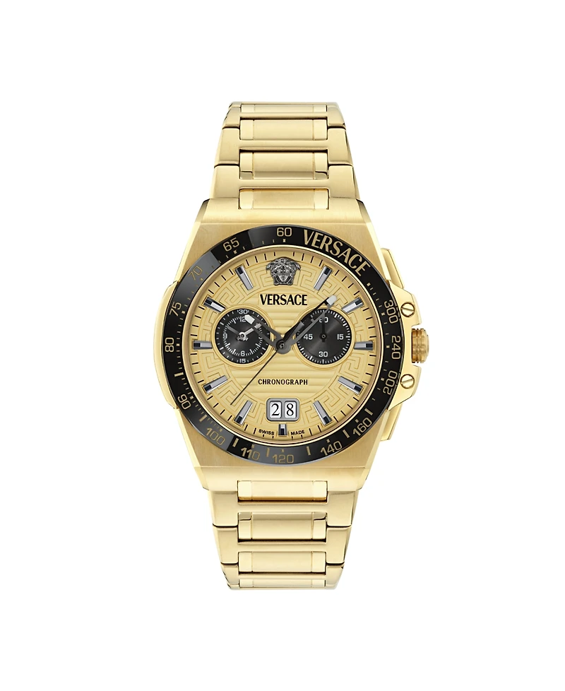 Versace Men's Greca Reaction Ip Yellow Gold Bracelet Watch, 43mm