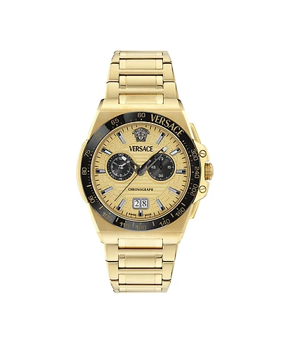 Versace Men's Greca Reaction Ip Yellow Gold Bracelet Watch, 43mm