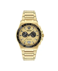 Versace Men's Greca Reaction Ip Yellow Gold Bracelet Watch, 43mm