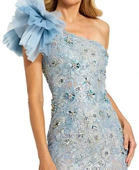 Mac Duggal Women's Embellished Tulle Flower Detail Mermaid Gown