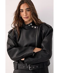 Nasty Gal Women's Belted Faux Leather Biker Jacket