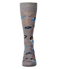 MeMoi Men's Vinyl Tunes Novelty Crew Socks