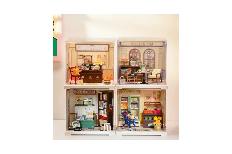 Robotime Super Creator Mini Butter Bakery House, Diy Plastic Miniature Kits Retail Store Series, Mini Model House Building Set for Teens Diy Crafts