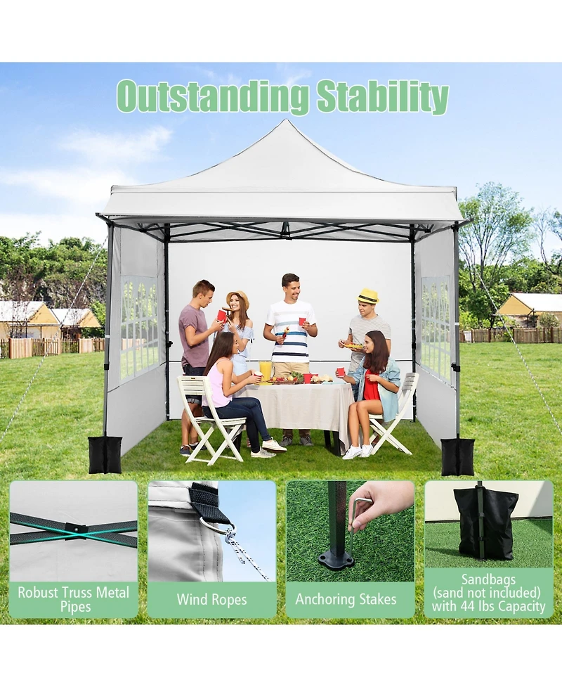 Mecale 10x10 ft Pop-Up Canopy Tent with Awning and Sidewalls, Party or Picnic