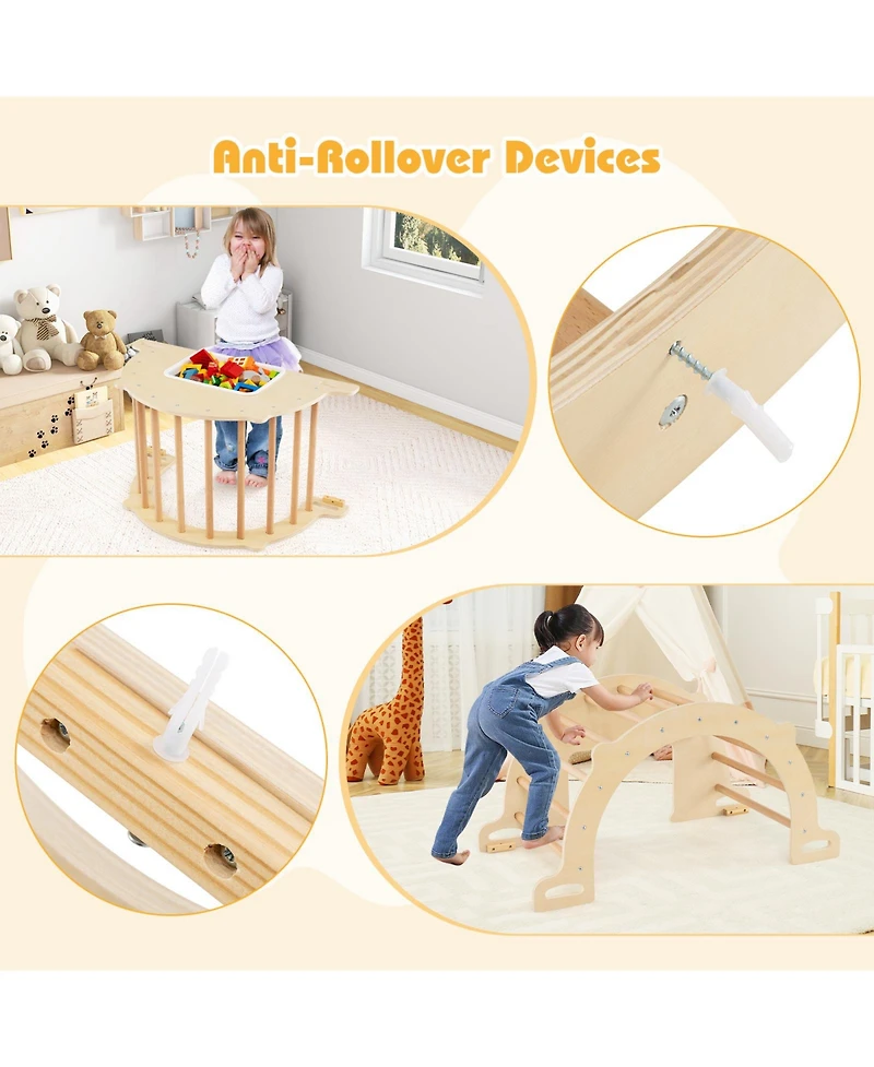 Mecale 8-in-1 Kids Climbing Arch with Sensory Table and Collapsible Storage Bin, Ages 3