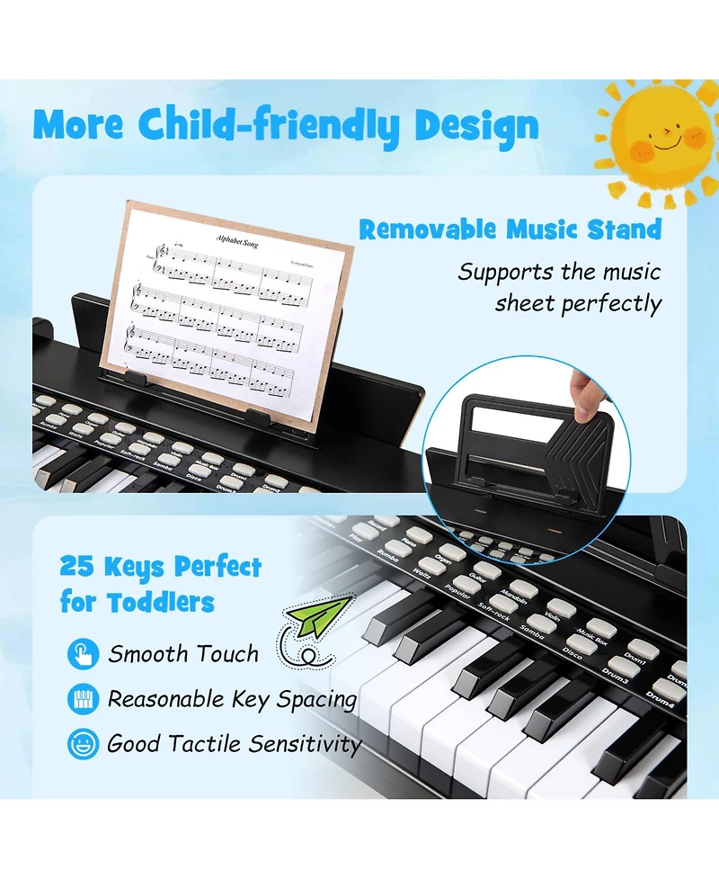 Mecale 25-Key Kids Piano Keyboard with Adjustable Speed & Volume, Fun Musical Toy for Beginners