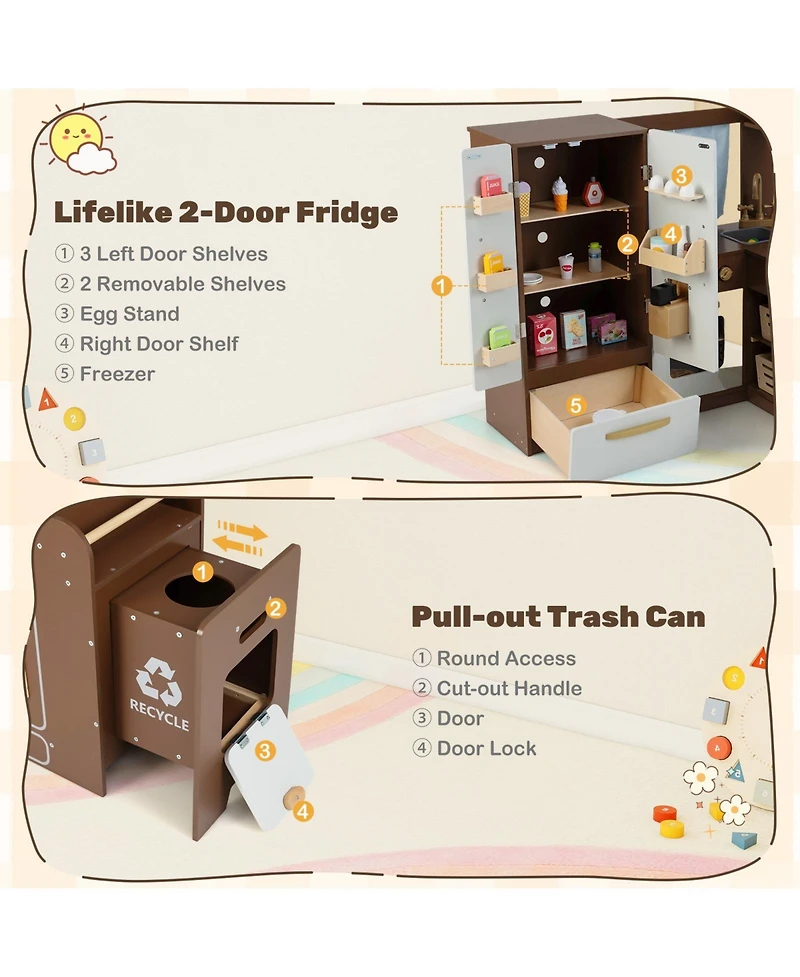 Mecale Wooden Outdoor Mud Kitchen for Kids, Play Kitchen Toy for Ages 3–8