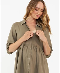 Ripe Maternity Adel Button Linen Dress