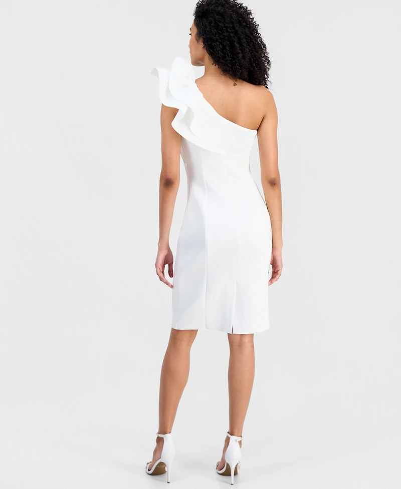 Anne Klein Women's One-Shoulder Asymmetrical Ruffle-Detail Sheath Dress
