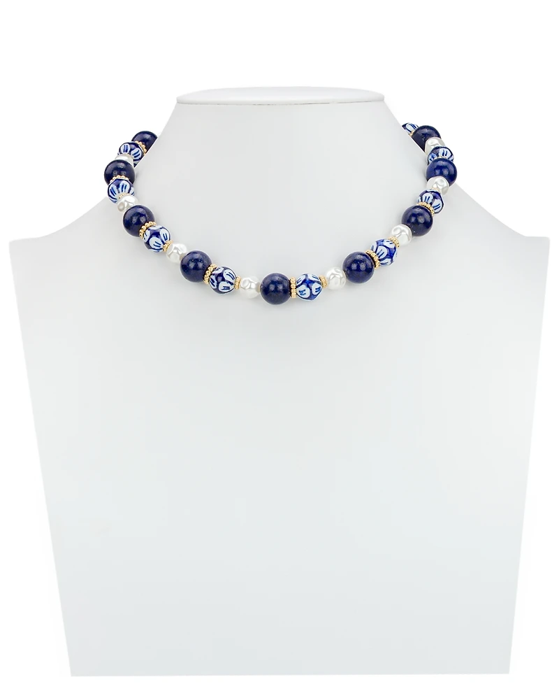 Patricia Nash Gold-Tone Plated Bead and Mother of Pearl Necklace