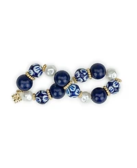 Patricia Nash Gold-Tone Plated Bead and Mother of Pearl Stretch Bracelet