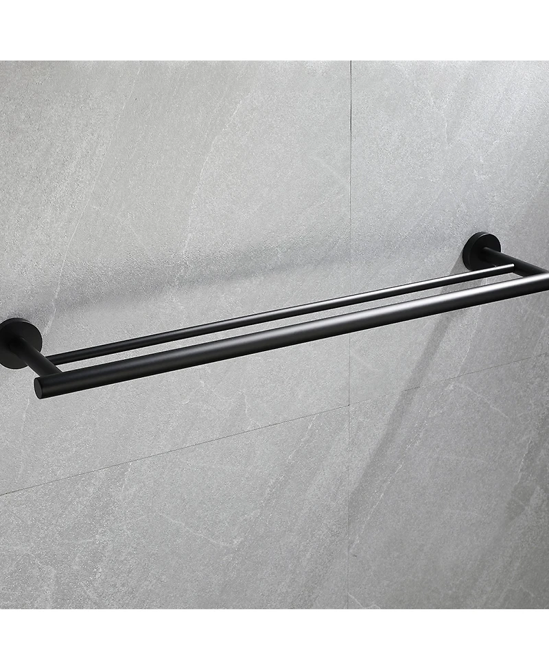 Rainsken 23.6" Stainless Steel Wall Mounted Towel Bar, Double Bath Towel Bar for Bathroom