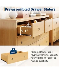 gaomon 7 Drawer Dresser for Bedroom, Wooden Chest of Dressers for Deep Drawers, Modern Dressers Organizer with Round Handle, Tv Stand for Living Room