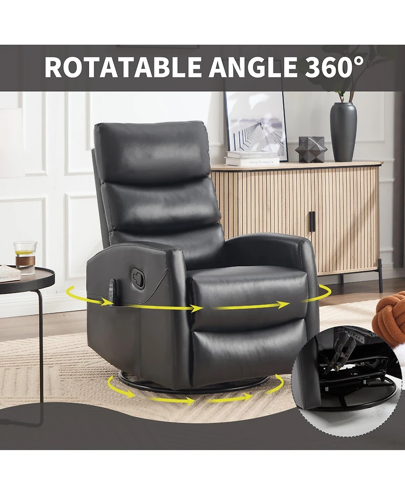 sumyeg Recliner Chair with Heat Massage Manual Rocker and Swivel Fabric