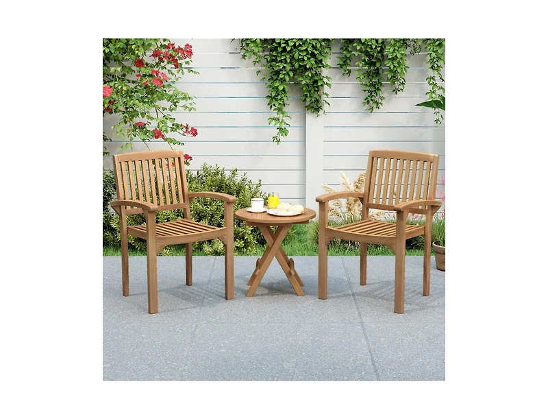 Slickblue Patio Outdoor Chair Featuring Slatted Seat and Curved Comfort
