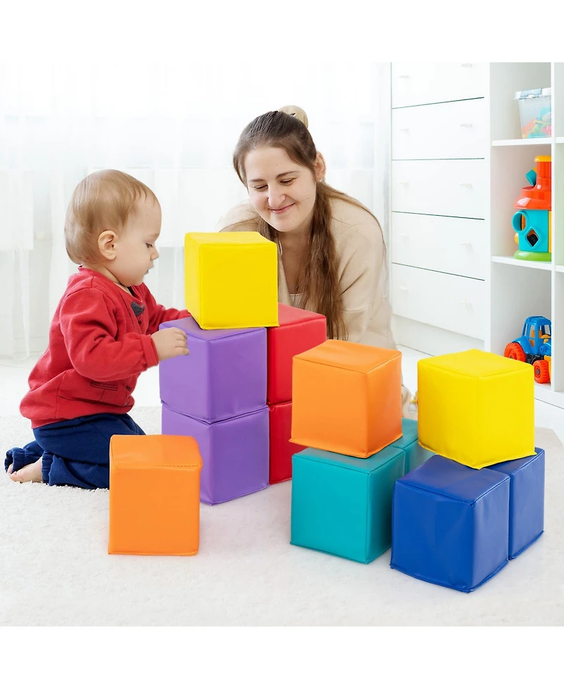Mecale 12-Piece Soft Foam Building Blocks and Climbing Cubes Set for Kids