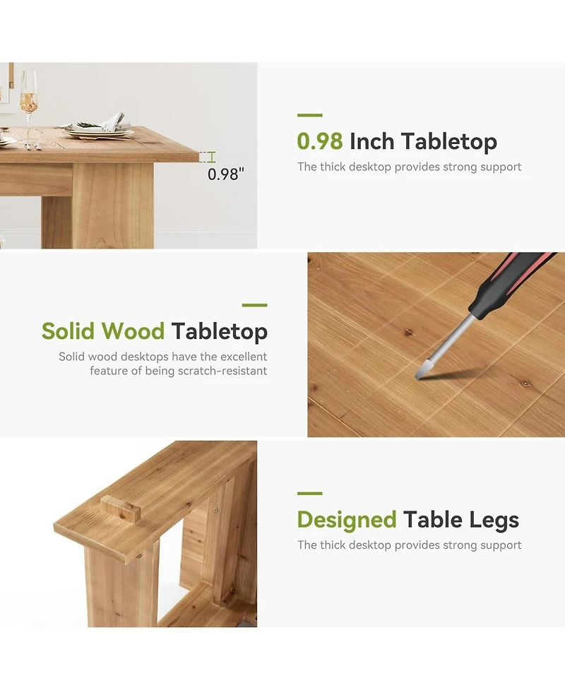 Tribesigns 63" Solid Wood Dining Table, Rectangle Kitchen Table for 4-6 People