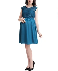 kimi + kai Maternity Adell Lace Trim Skater Dress