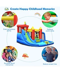 Mecale Inflatable Bounce House with Splash Pool, Climb & Slide, Blower Included