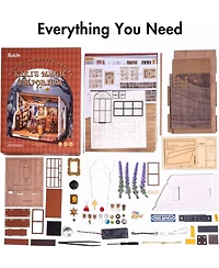 Robotime Diy Miniature Dollhouse Kit Tiny House Diy Kit 1:20 Miniature House Miniature Hobbies for Christmas Decorations Gifts Book Nook Kits