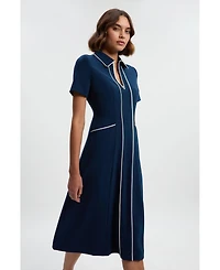 Karen Millen Women's Tailored Zip-Collar Midi Dress
