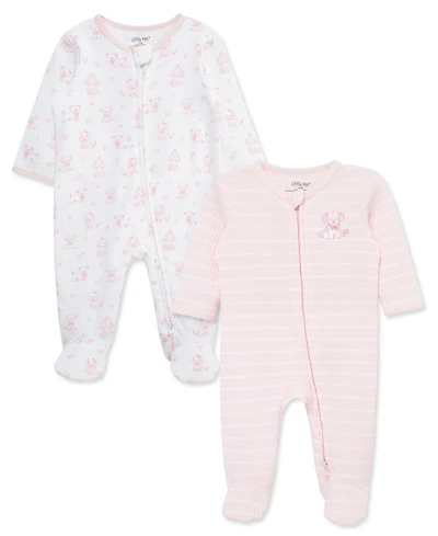Little Me Baby Girls' Puppies Print Coveralls, 2-Pack