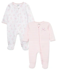 Little Me Baby Girls' Puppies Print Coveralls, 2-Pack