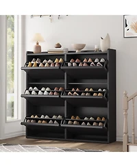 gaomon Shoe Cabinet with 6 Flip Drawers, Wooden Organizer Adjustable Shelf, Storage for Entryway, Hidden