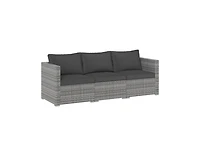 Slickblue Outdoor 3-Piece Pe Rattan Sectional Sofa Set with Cushions