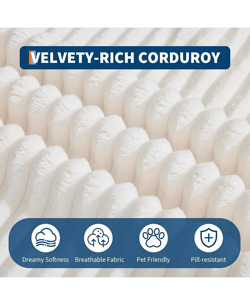 gaomon Oversized Chaise Lounge Chair Indoor Upholstered Sofa Bed with Throw Pillows and Armrests Comfy Corduroy Sleeper Couch