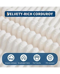 gaomon Oversized Chaise Lounge Chair Indoor Upholstered Sofa Bed with Throw Pillows and Armrests Comfy Corduroy Sleeper Couch