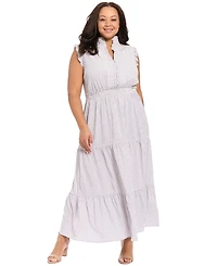 London Times Plus Size Tiered Sleeveless Maxi Dress