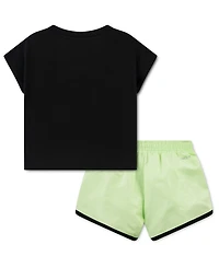 Nike Girls' 4-6X Lace It Up Crewneck T-Shirt and Shorts, 2-Piece Set