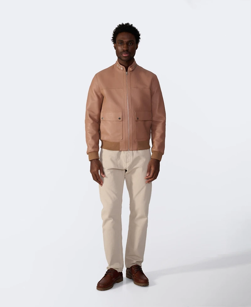 Furniq Uk Men's Men s Leather Bomber Jacket, Created for Macy