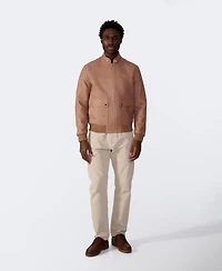 Furniq Uk Men's Men s Leather Bomber Jacket, Created for Macy