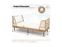 Slickblue Patio Rattan Daybed Loveseat with Comfortable Seat and Back Cushions