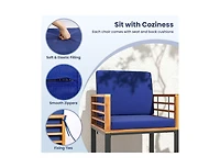 Slickblue Outdoor Acacia Wood Dining Chair Set with Comfortable Cushions