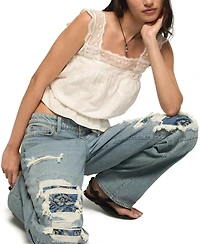 Lucky Brand Women's Embroidered Square Neck Tank Top