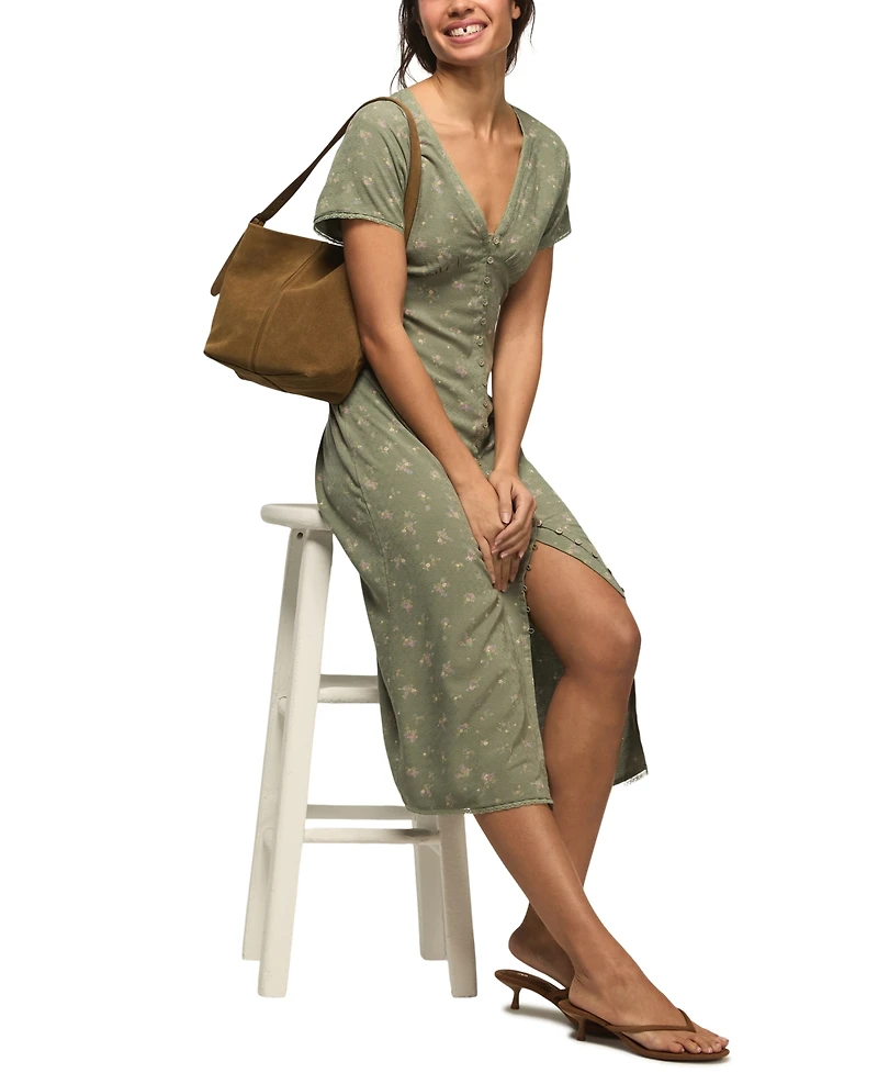 Lucky Brand Women's Floral Simone V-Neck Midi Dress