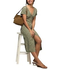 Lucky Brand Women's Floral Simone V-Neck Midi Dress