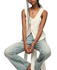 Lucky Brand Women's Lace Yoke V-Neck Top