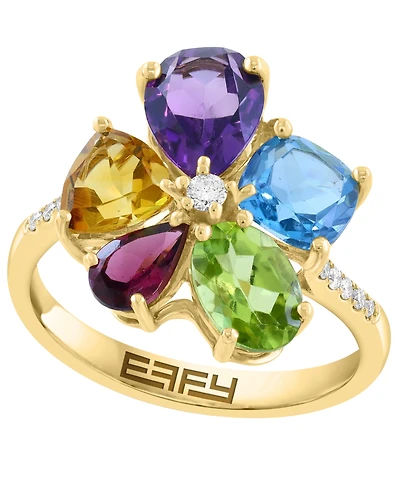 Effy Collection Multi-Gemstone (3-5/8 ct. t.w.) and Diamond (1/10 ct. t.w.) Ring in 14k Yellow Gold