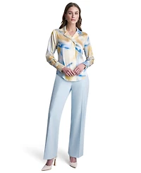 Dkny Petite Printed Long-Sleeve Blouse