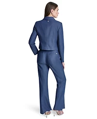 Dkny Petite Dressy Denim Notch Collar Cropped Jacket